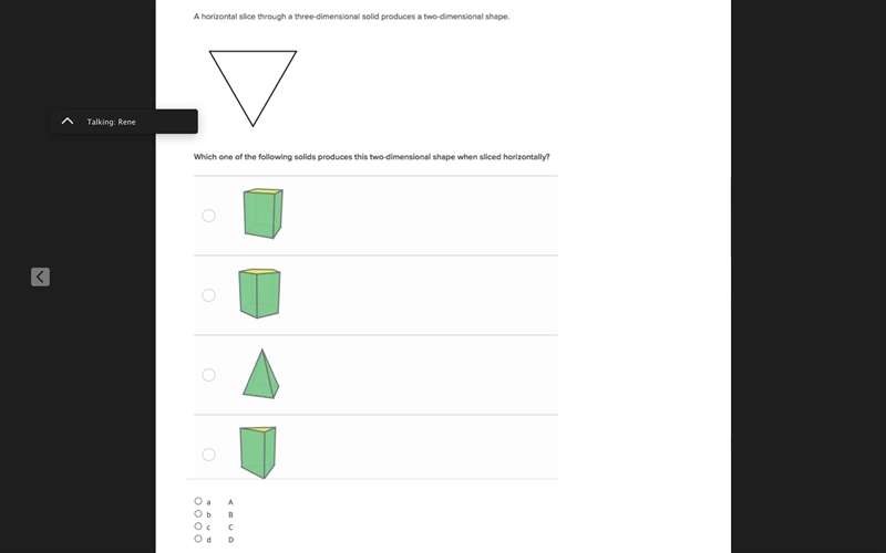 Which one of the following solids produces these two-dimensional shape when sliced-example-1