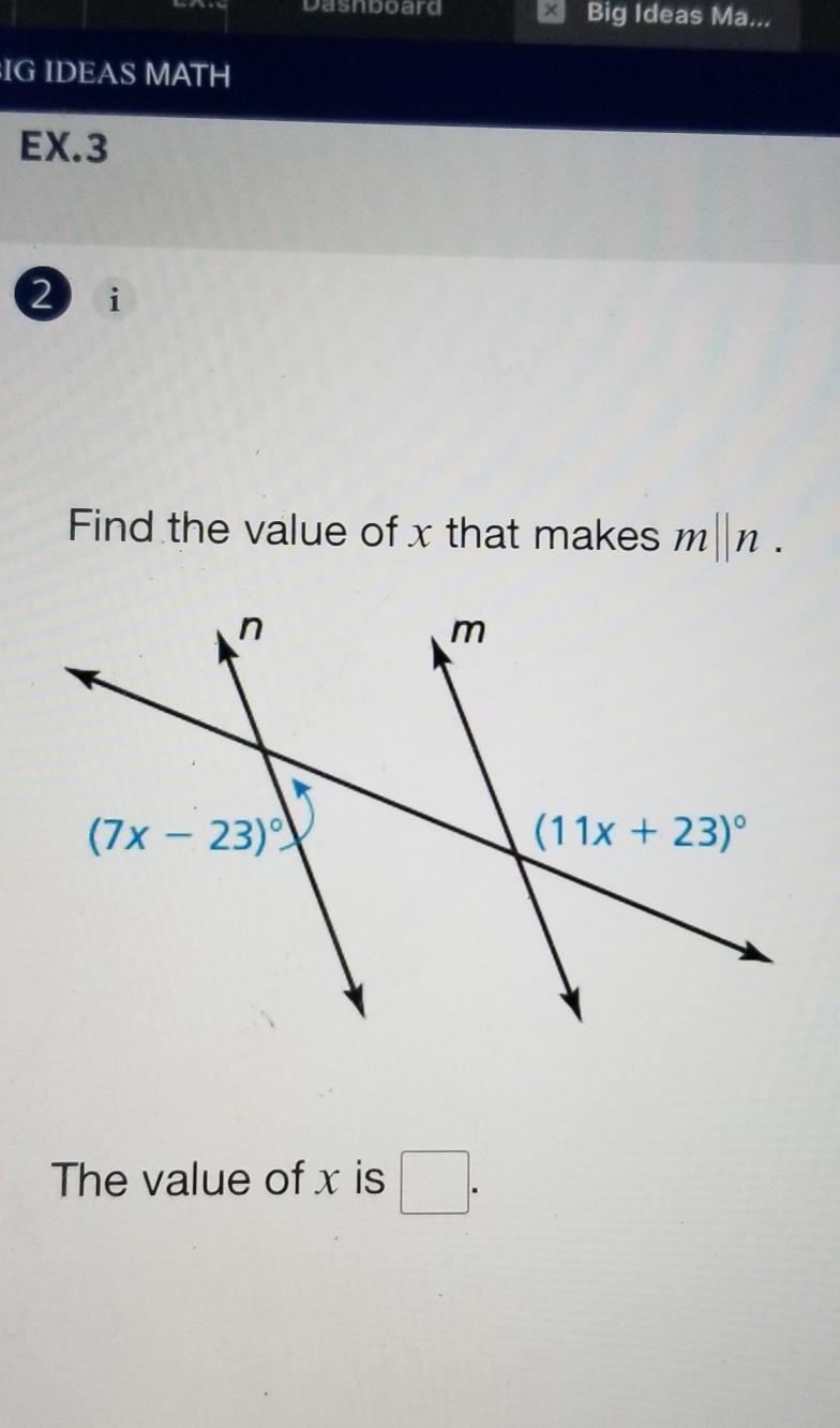 Find the value of x that makes m||n​-example-1