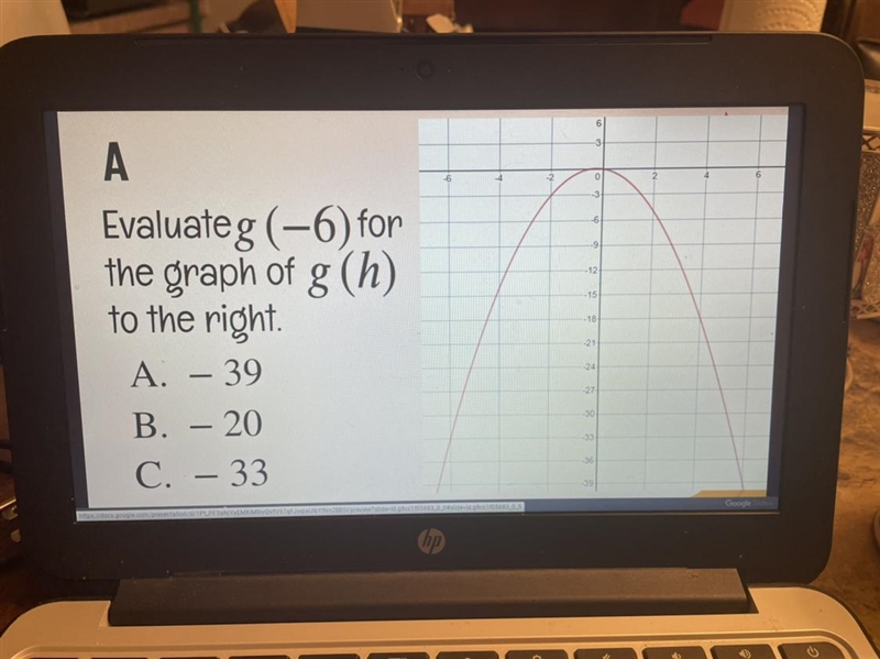 - 2 0 -3 A Evaluateg (-6) for the graph of g (h) -6 -9 -12 -15 to the right -18 -21 -24 -27 -30 A-example-1