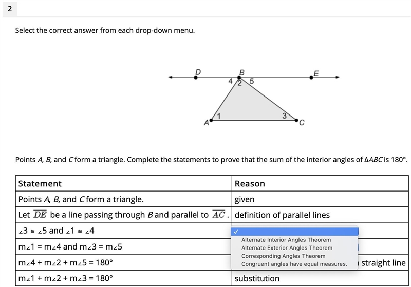 Select the correct answer from each drop-down menu. Points A, B, and C form a triangle-example-1