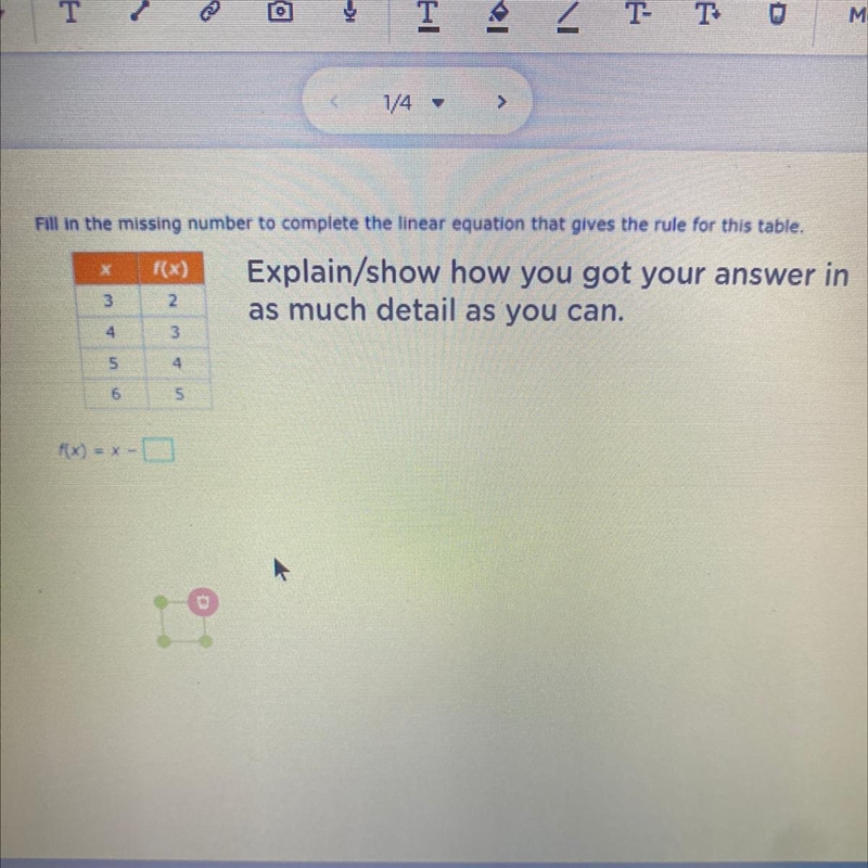 Fill in the missing number to complete the linear equation that gives the rule for-example-1