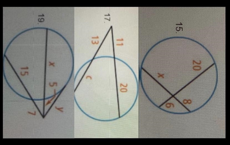 Algebra Find the value of each variable using the given chord, secant, and tangent-example-1