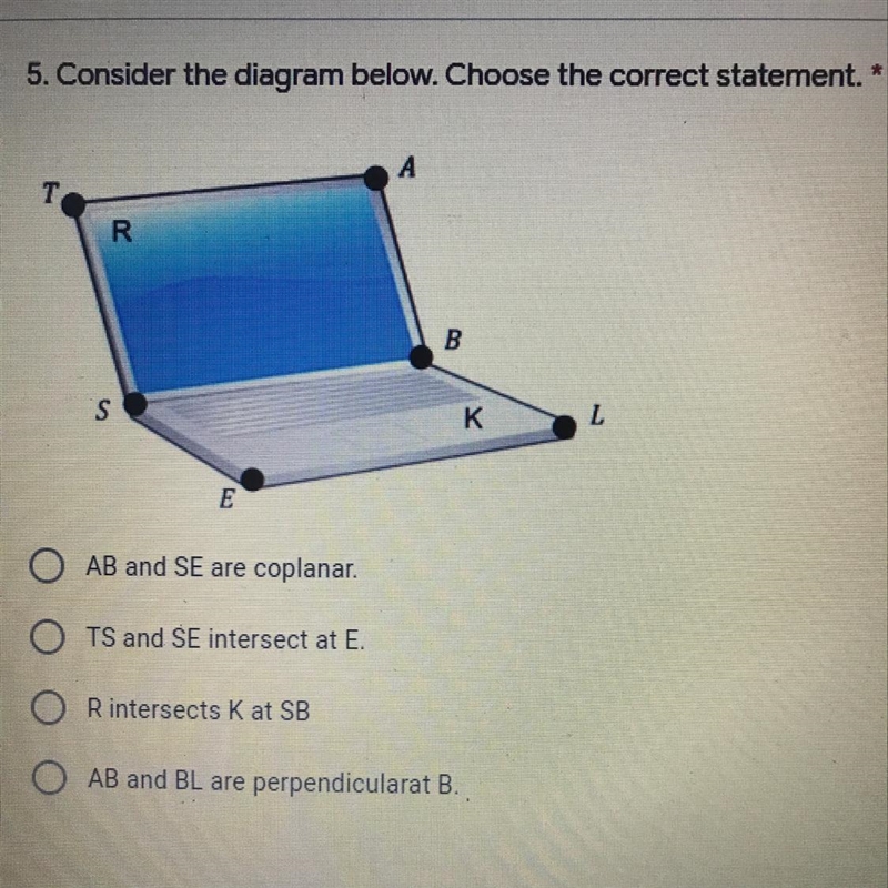 5. Consider the diagram below. Choose the correct statement."-example-1