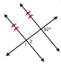 What is the measure of angle 1? 2 parallel lines are crossed by a transversal to form-example-1