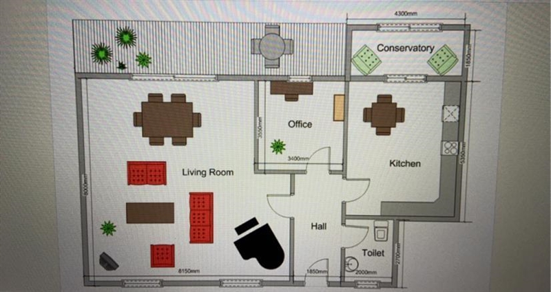 Find the area of the hall-example-1