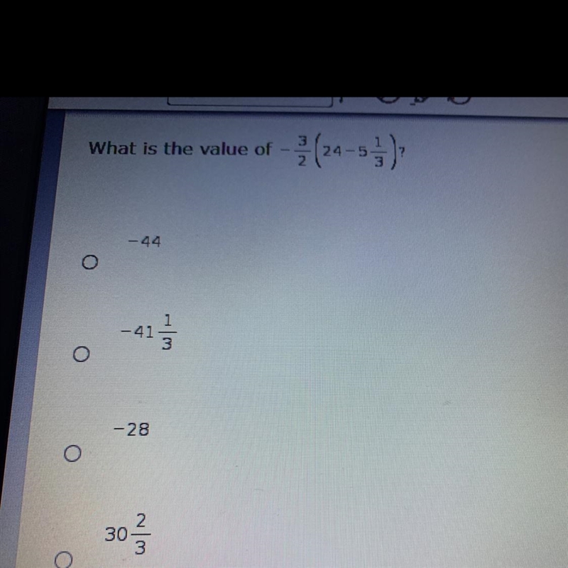 What is the value of -3/2 (24-5 1/3)?-example-1