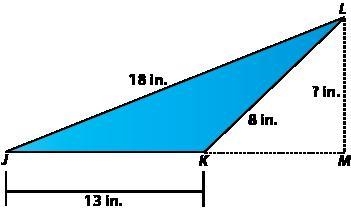 The triangle shown has an area of 45.5 square inches. Find the measure of the height-example-1