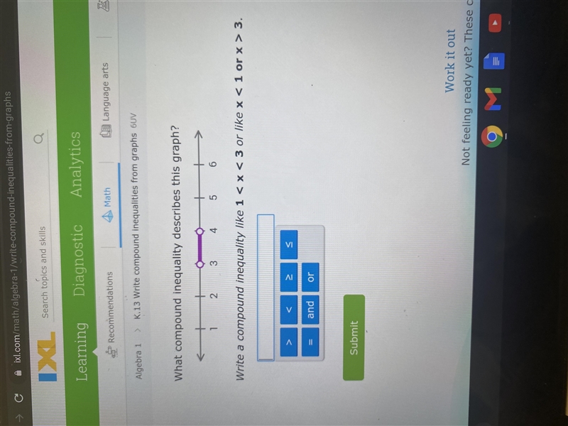 What compound inequality describes this graph-example-1