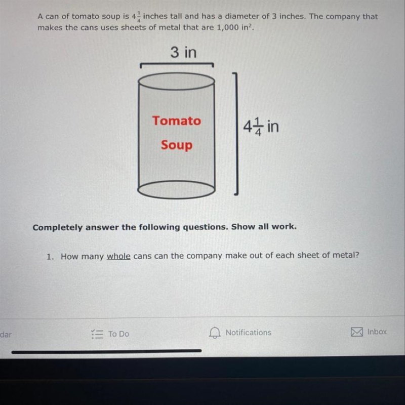 How many whole cans can the company make out of each sheet of metal?-example-1