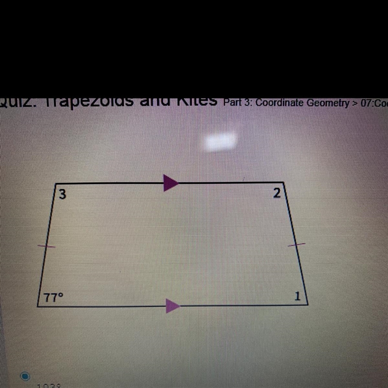 Find the measure of <2 A. 103 B. 77 C. 13-example-1