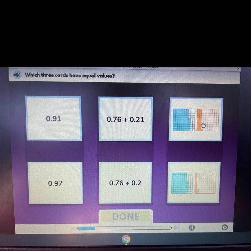 Which three cards have equal values?-example-1