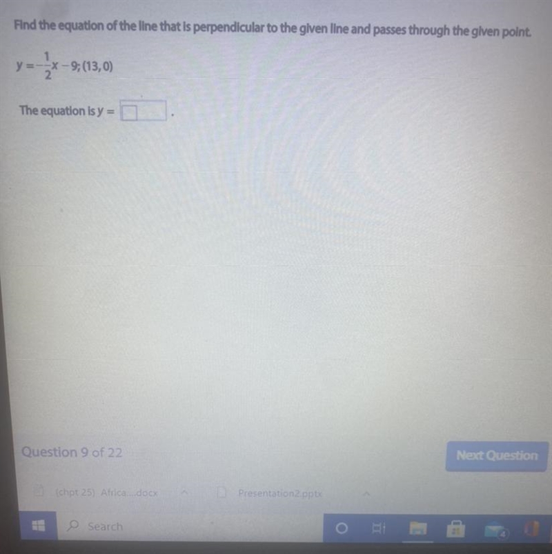 Find the equation of the line that is perpendicular to the given line and passes through-example-1