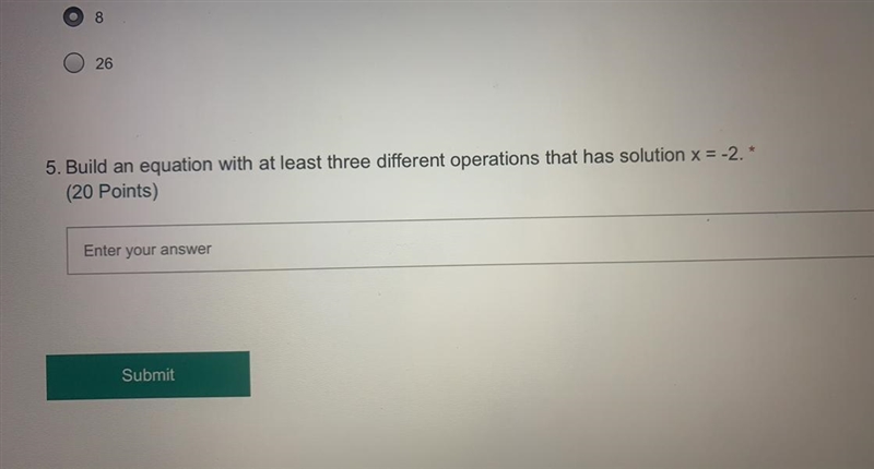 Build an equation with at least three different operations that has solution x=2-example-1