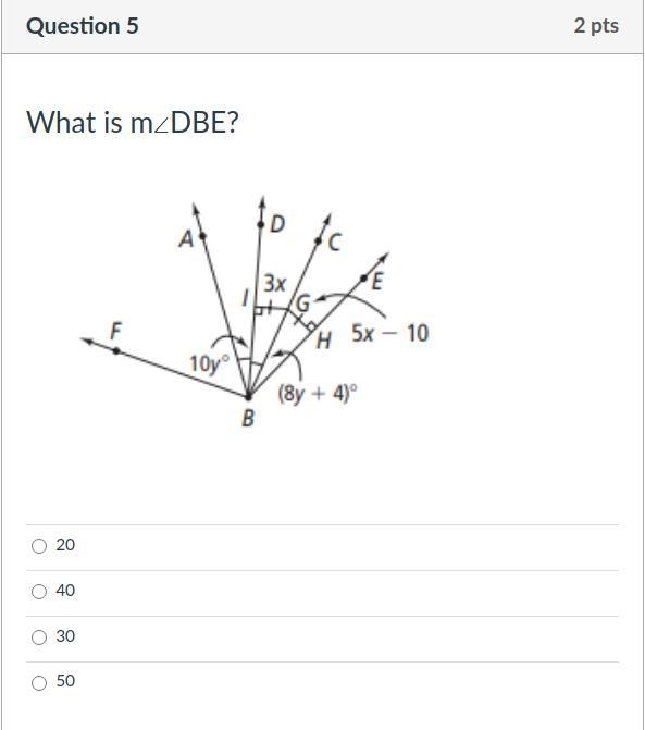 5) What is m∠DBE? Geometry-example-1