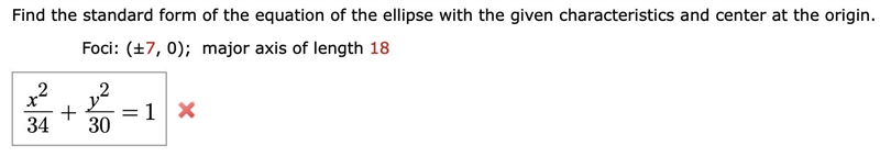 Find the standard form of the equation of the ellipse with the given characteristics-example-1