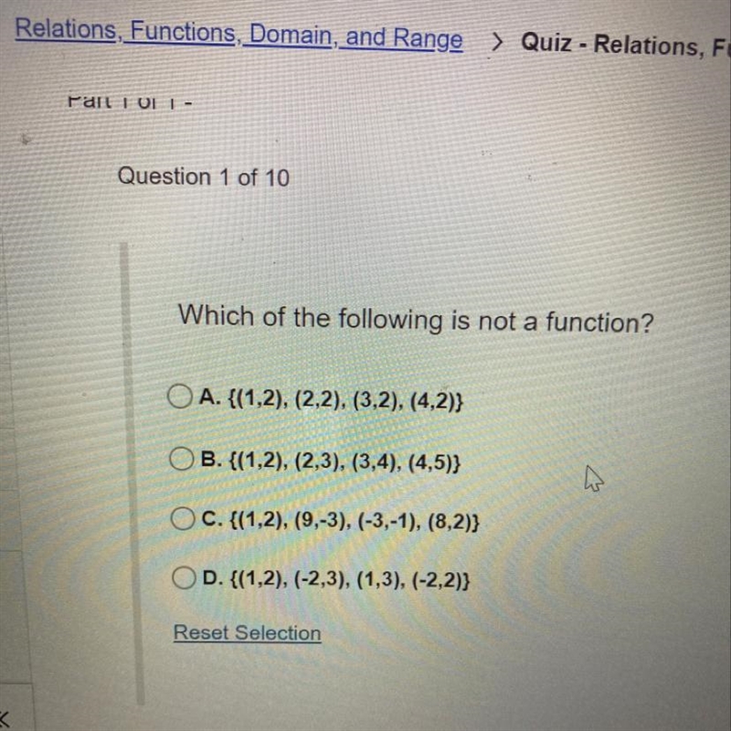 Which of the following is not a function-example-1