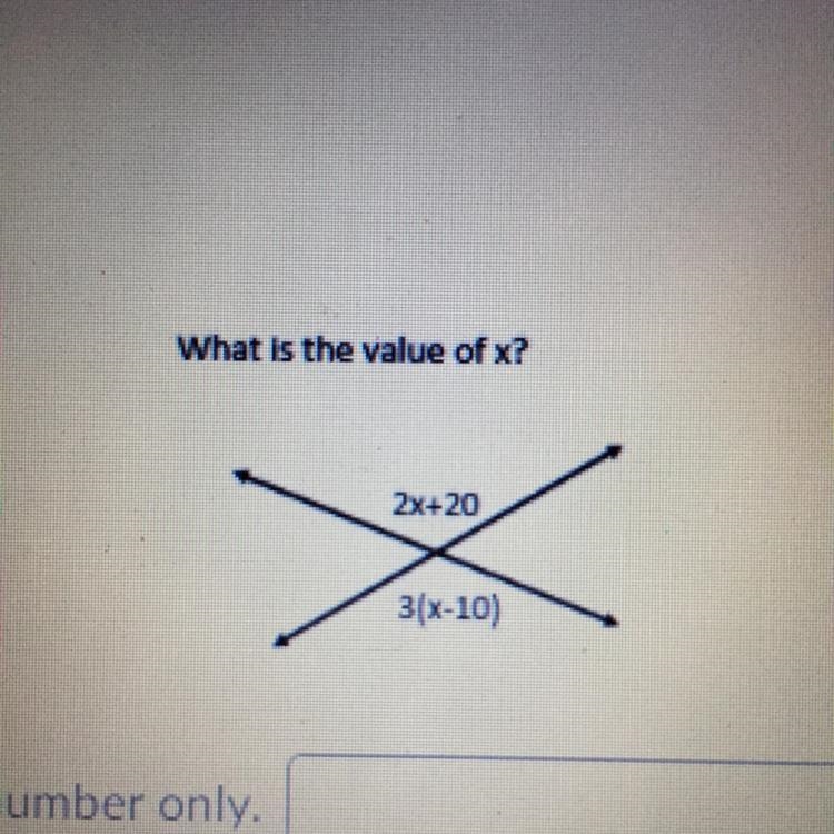 What is the value of x? 2x+20 3(x-10)-example-1