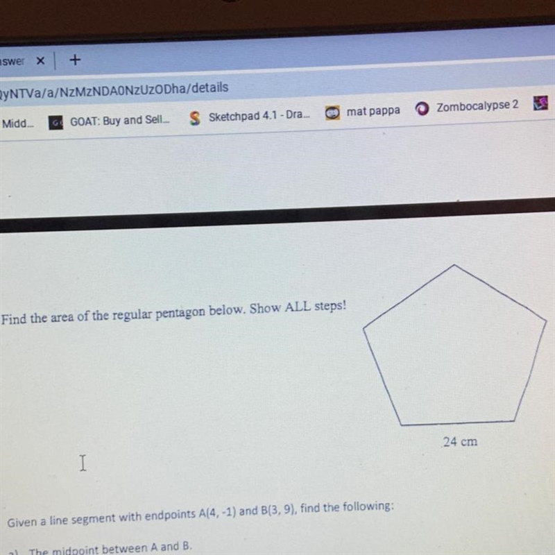 Can someone help me find the area to this pentagon??-example-1