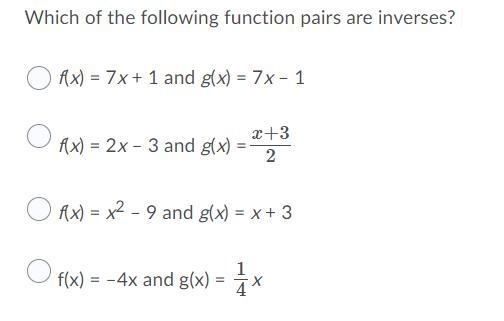 6. Which of the following function pairs are inverses?-example-1