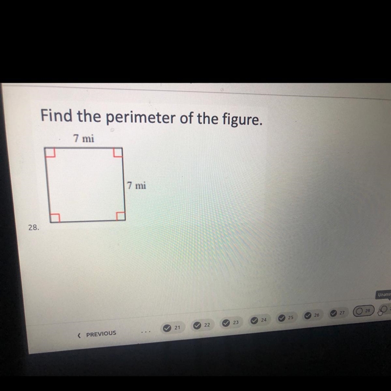 Find the perimeter of the figure. 7 mi 7 mi-example-1