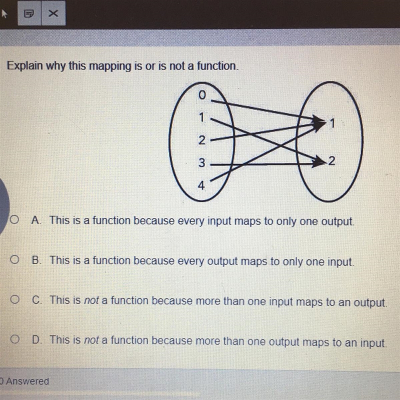 Pls help ASAP Explain why this mapping is or is not a function. A. This is a function-example-1