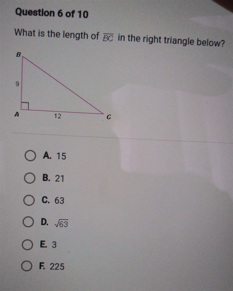 What is the length of bc in the right triangle below? ​-example-1