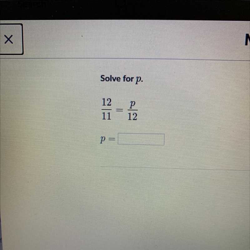 Solve for p. P=? 12 = p 11 12-example-1