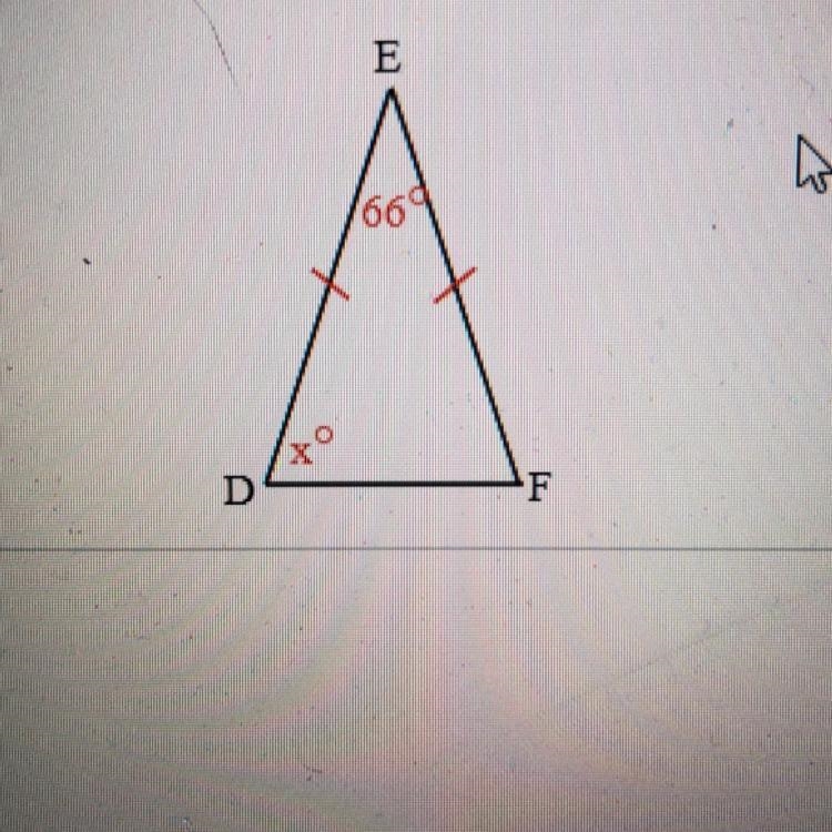 What is the value of x? The value of x is (answer in degrees)-example-1