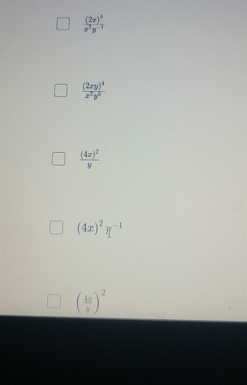 Could you help me find whqt equivalent to 16x^2/y​-example-1