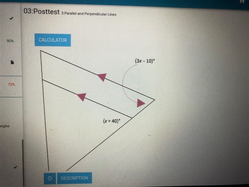 Find the value of x. Then find the measure of each labeled angle. x = 37.5; the labeled-example-1