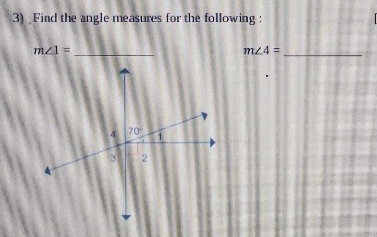 Help! due in a min! Find the angle measures for the following: m<1=___ m<4=___​-example-1