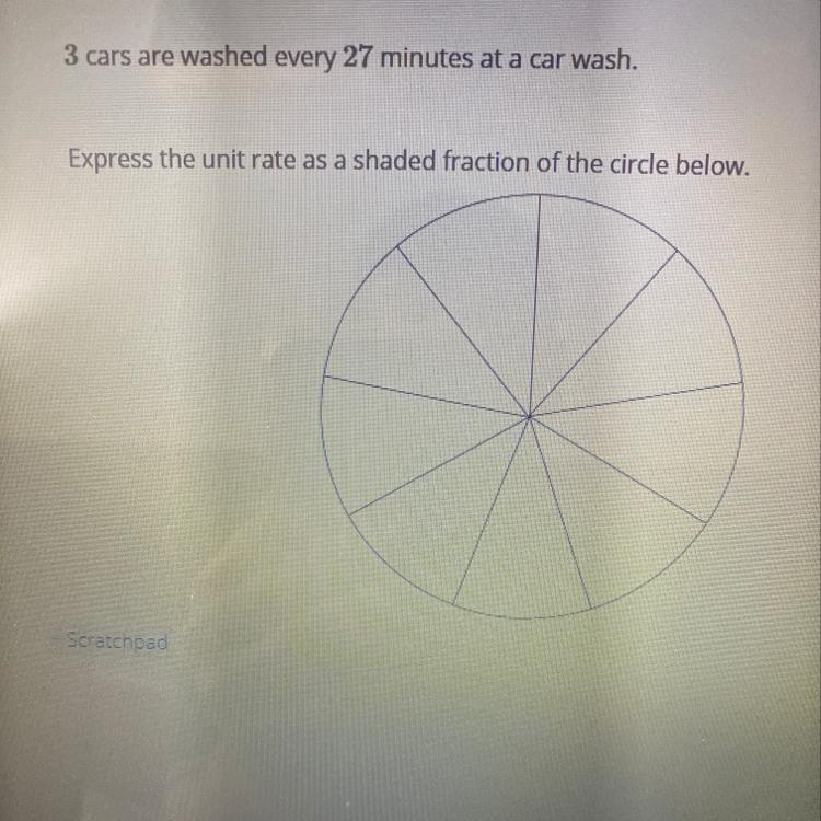 3 cars are washed every 27 minutes at a car wash Express the unit rate as a shaded-example-1