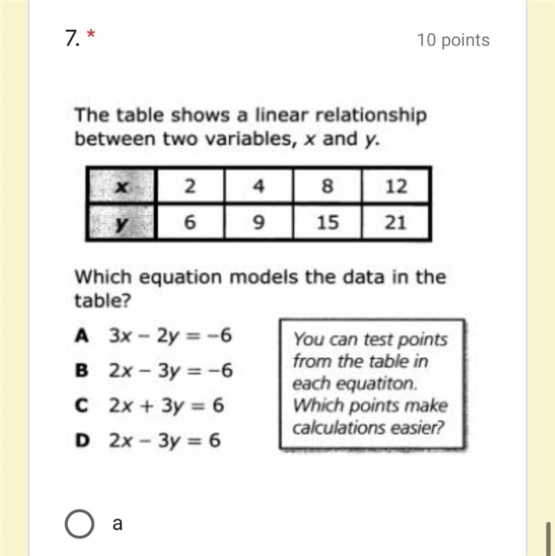 Which equation models the data in the table ?-example-1