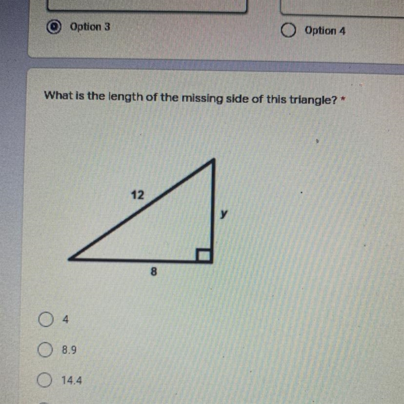 What is the length of the missing side of this triangle? *-example-1