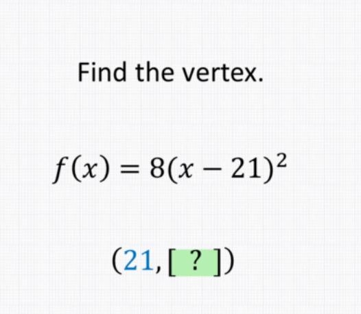 How do I find y to solve for the vertex? (Transformations, Quadratic functions) I-example-1