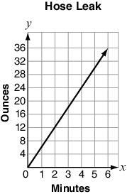 A garden hose is leaking water. The graph shows how much water leaks over time. What-example-1