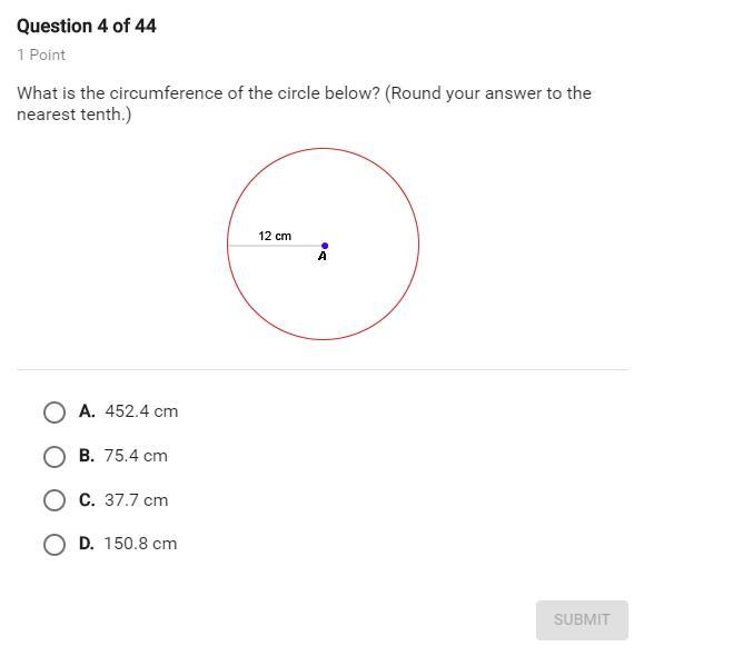 What is the circumference of the circle below? (Round your answer to the nearest tenth-example-1