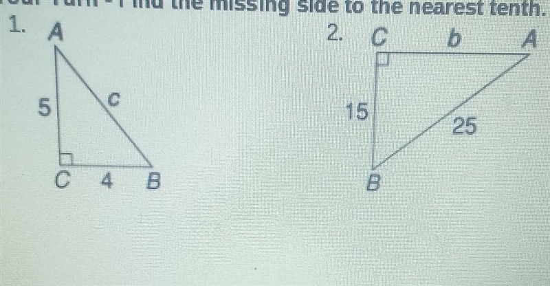 Find the missing side to the nearest tenth.​-example-1