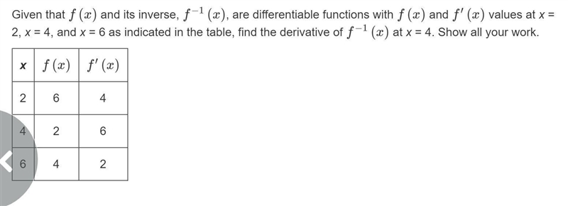 Given that f(x) and its inverse, f^−1(x), are differentiable functions with f(x) and-example-1