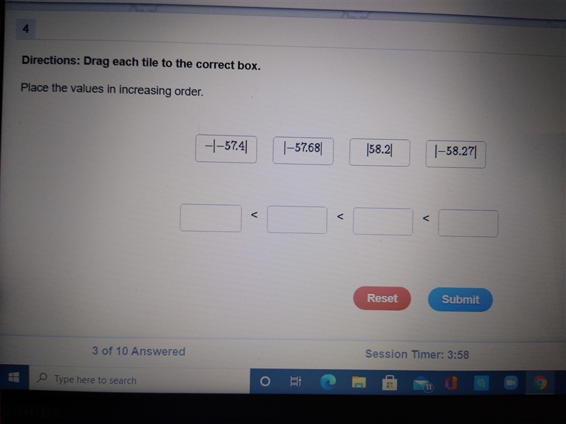 Place the values in increasing order-example-1