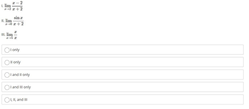 Which of these limits evaluate to 0?-example-1