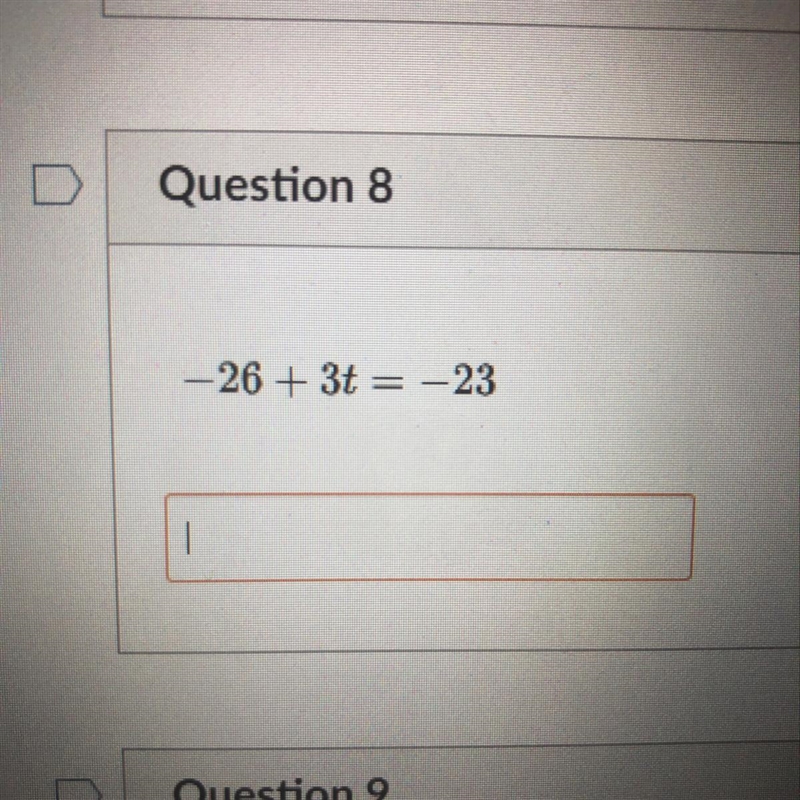 -26 + 3t = -23 What is the t value ?-example-1