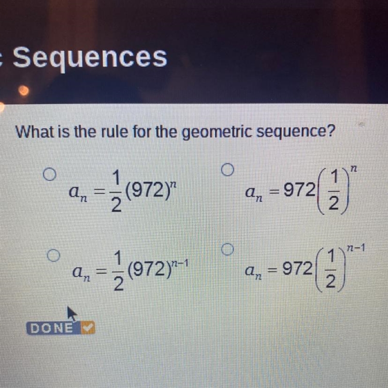 What is the rule for the geometric sequence ?-example-1