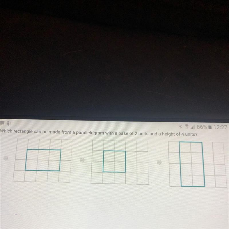 What parallelogram has a base of 2 units and a height of 4 units-example-1