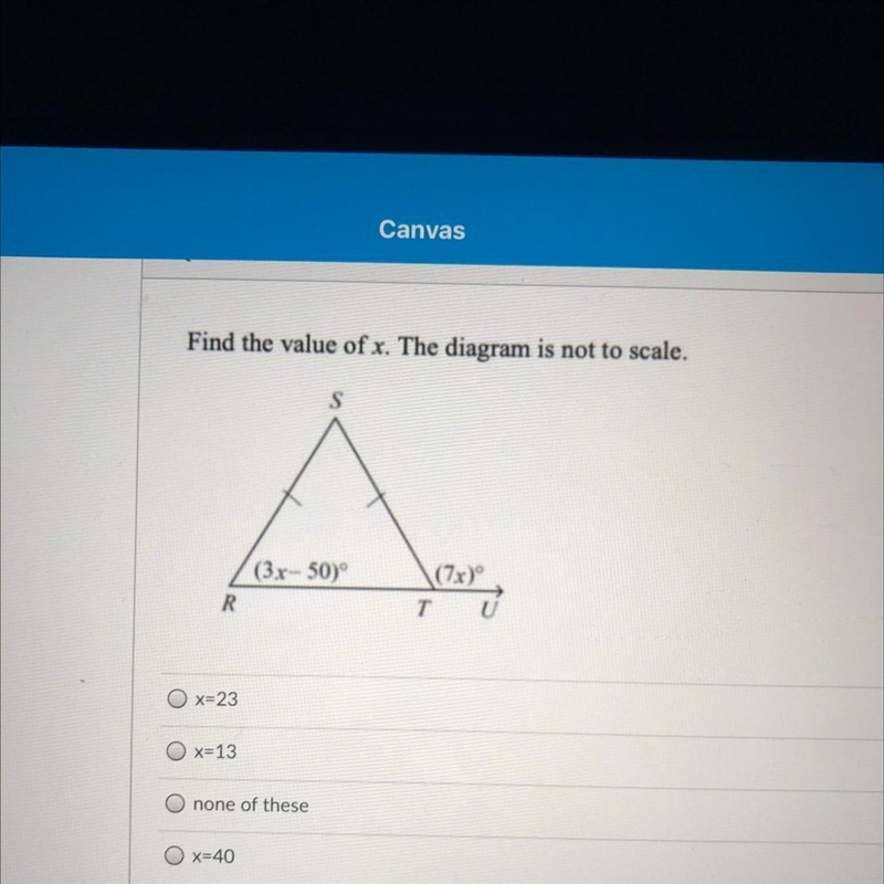 Find the value of x. The diagram is not to scale-example-1