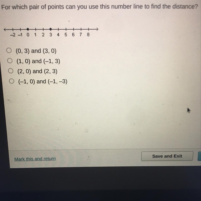 (PLEASE HELP ASAP!!!) For which pair of points can you use this number line to find-example-1