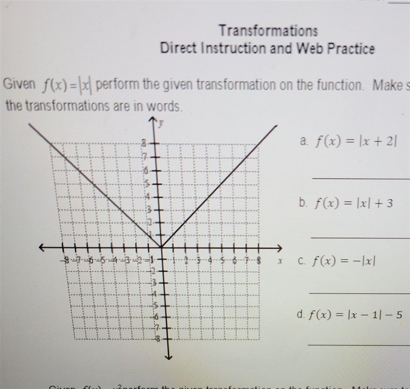 Given f(x) = lxl perform the given transformation on the function. Make sure to write-example-1