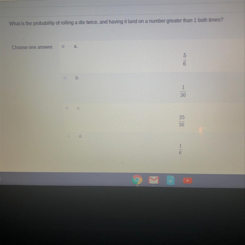 what is the probability of rolling a dice twice, and having it land on a number greater-example-1