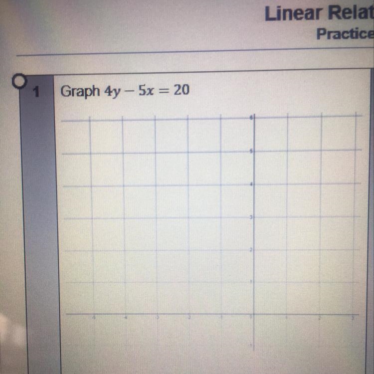 Graph 4y – 5x = 20 Please help-example-1