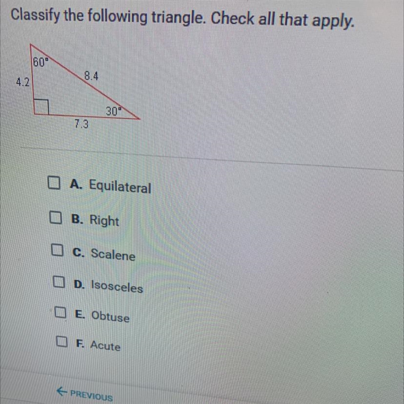 Classify the following triangle. Check all that apply.-example-1